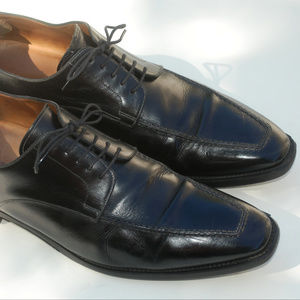 Black SANTONI Men's Oxford Blucher Dress Shoes 10D